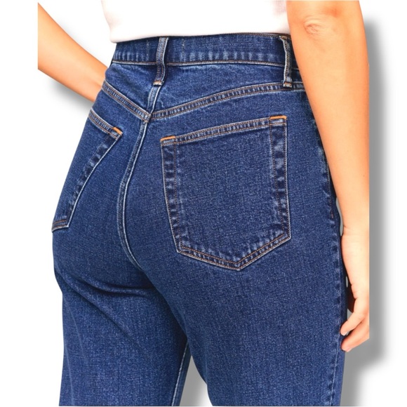 Abercrombie & Fitch Women's Straight Leg High Waist Jeans - Dark Indigo Blue - Picture 3 of 16